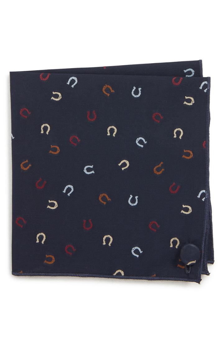 Men's Armstrong & Wilson Lucky Horseshoe Pocket Square, Size - Blue