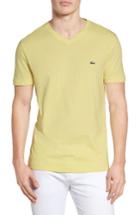 Men's Lacoste Stripe V-neck T-shirt (s) - Yellow