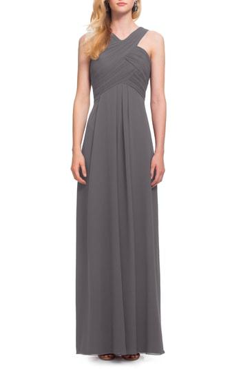Women's #levkoff Crisscross Bodice Chiffon Gown - Grey