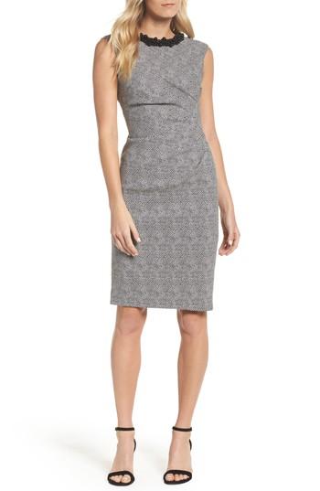 Women's Adrianna Papell Embellished Jacquard Sheath Dress - Black