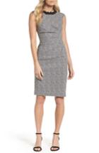 Women's Adrianna Papell Embellished Jacquard Sheath Dress - Black