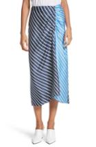 Women's Tibi Delphina Colorblock Stripe Silk Midi Skirt - Blue