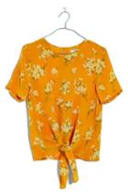 Women's Madewell Butterfly Garden Button Back Silk Tee, Size - Yellow