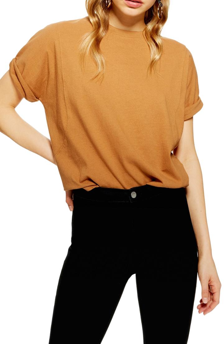 Women's Topshop Washed Cotton Tee - Beige