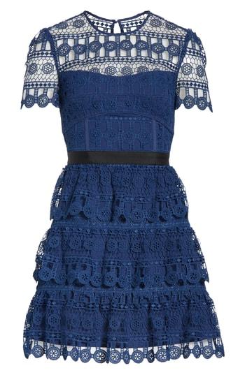Women's Self-portrait Tiered Guipure Lace Minidress