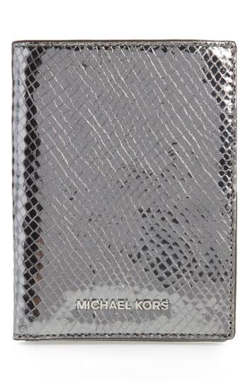 Michael Kors Money Pieces Leather Passport Wallet - Grey