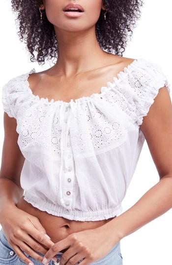 Women's Free People Eyelet You A Lot Top - White