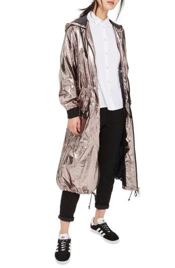 Petite Women's Topshop Tiny Dancer Metallic Duster Jacket P Us (fits Like 0p) - Metallic