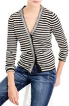 Women's J.crew Stripe Harlow Cardigan Sweater, Size - Coral