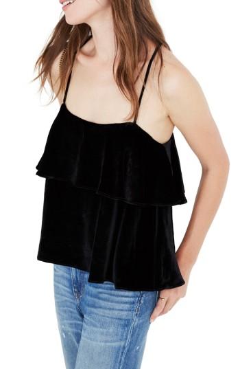 Women's Madewell Ruffle Velvet Camisole - Black