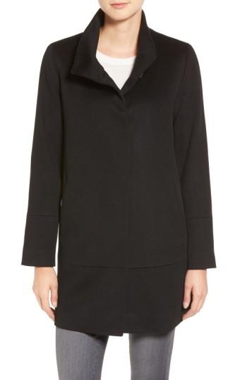 Petite Women's Fleurette Loro Piana Wool Car Coat P - Black