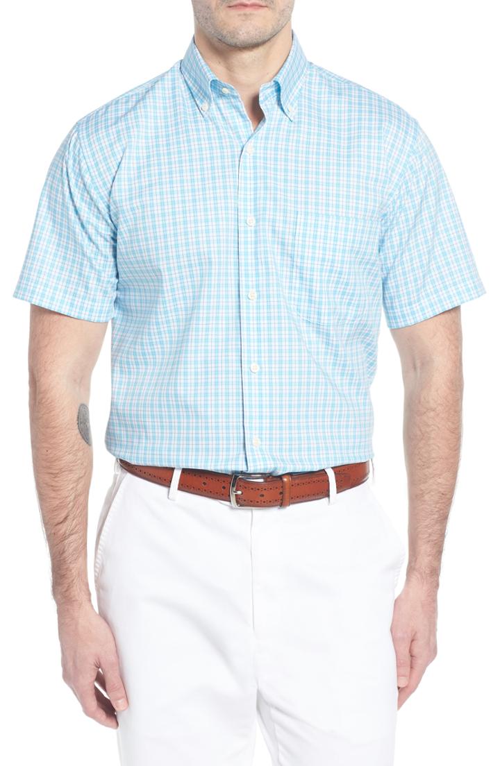 Men's Peter Millar Crown Ease Eventide Check Sport Shirt, Size - Blue