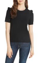 Women's Kate Spade New York Ruffle Sleeve Cotton Cashmere Sweater, Size - Black