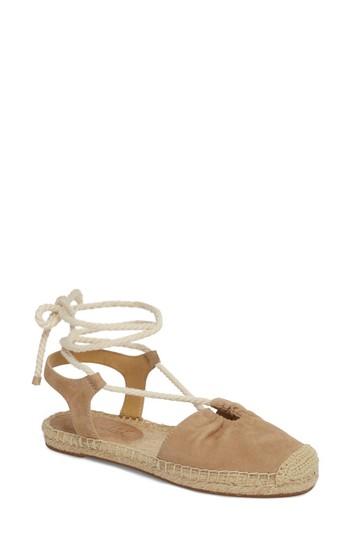 Women's Splendid Frey Ankle Tie Espadrille Flat .5 M - Beige