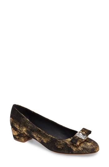Women's Salvatore Ferragamo Vara Metallic Pump B - Black
