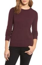Women's Halogen Crewneck Cashmere Sweater, Size - Burgundy