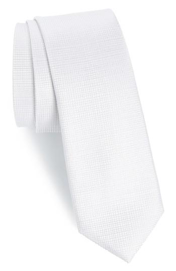 Men's Calibrate Saffron Solid Silk Skinny Tie, Size - Grey
