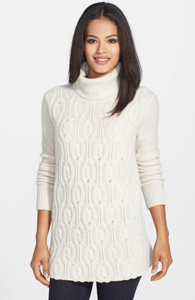Quinn 'teresa' Cashmere Cable Knit Turtleneck Tunic