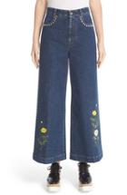 Women's Stella Mccartney Nashville Studded & Embroidered Flare Crop Jeans