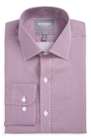 Men's Bonobos Americano Slim Fit Print Dress Shirt 33 - Red