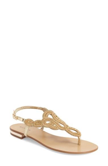 Women's Menbur 'gazania' Embellished Flat Sandal Eu - Metallic