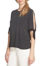 Women's Cece Tie Sleeve Mixed Media Top - Black