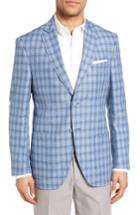 Men's Jkt New York Trim Fit Plaid Linen & Wool Sport Coat