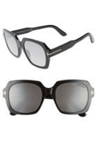 Women's Tom Ford Autumn 53mm Square Sunglasses - Black/ Smoke/ Silver Flash
