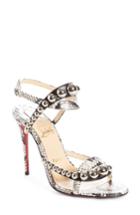 Women's Christian Louboutin Galeria Ornament Genuine Snakeskin Sandal Us / 37eu - Brown