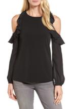 Women's Halogen Cold Shoulder Mixed Media Top, Size - Black