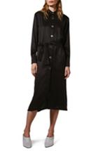 Women's Topshop Boutique Sandwash Belted Silk Shirtdress Us (fits Like 0-2) - Black