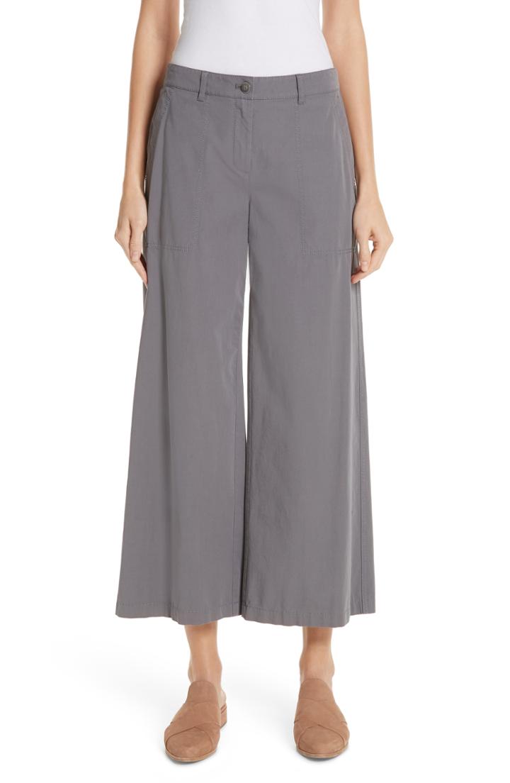 Women's Lafayette 148 New York Fulton Wide Leg Crop Pants - Grey