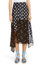 Women's J.w.anderson Polka Dot & Floral Panel Skirt Us / 8 Uk - Black