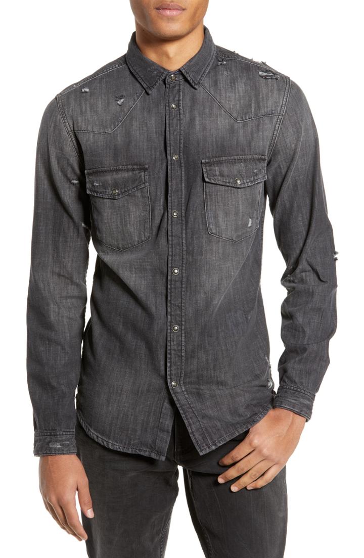 Men's The Kooples Denim Shirt - Grey