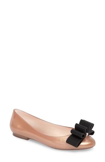 Women's Melissa + Jason Wu Doll Bow Flat M - Brown