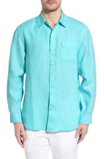Men's Tommy Bahama 'sea Glass Breezer' Original Fit Linen Shirt, Size - Green
