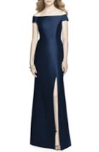 Women's Alfred Sung Off The Shoulder Sateen Gown - Blue