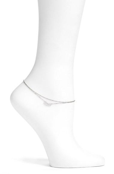 Women's Nadri 'salome' Cubic Zirconia Double Chain Anklet