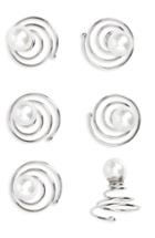 Tasha Set Of 6 Pearl Spin Pins, Size - Ivory