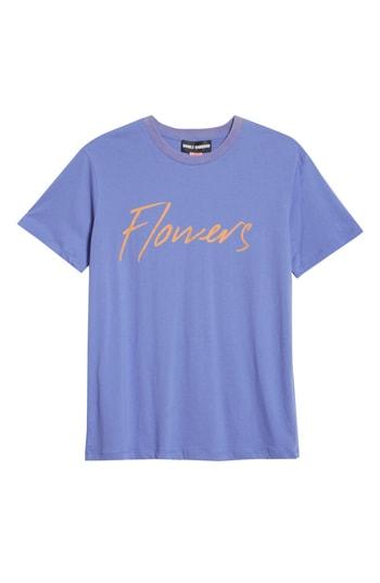 Men's Double Rainbouu Flowers Graphic T-shirt - Blue