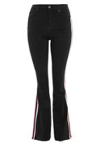 Women's Topshop Moto Jamie Side Stripe Flared Jeans W X 30l (fits Like 28-29w) - Black