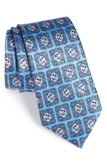 Men's Ermenegildo Zegna Medallion Silk Blend Tie, Size - Blue