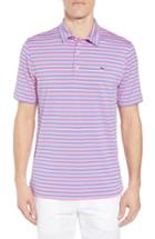 Men's Vineyard Vines Sankaty Stripe Performance Polo, Size - Black