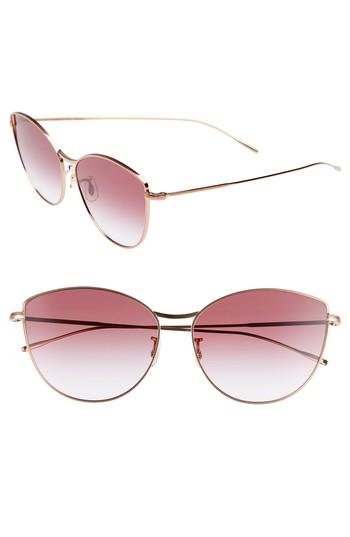 Women's Oliver Peoples Rayette 60mm Cat Eye Sunglasses - Soft Rose Gold