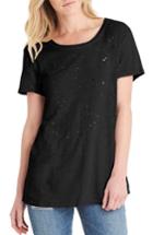 Women's Michael Stars Distressed Hemp & Cotton Tee, Size - Black