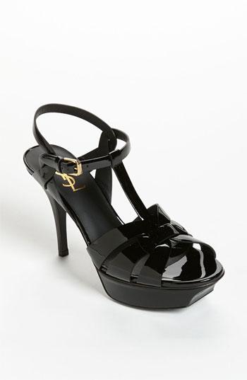 Women's Saint Laurent 'tribute' T-strap Sandal Us / 36eu - Black