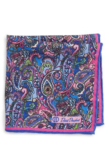 Men's David Donahue Paisley Wool & Silk Pocket Square, Size - Pink