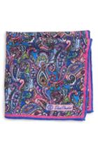 Men's David Donahue Paisley Wool & Silk Pocket Square, Size - Pink