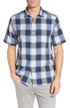 Men's Tommy Bahama Biscayne Plaid Fit Sport Shirt, Size Small - Blue