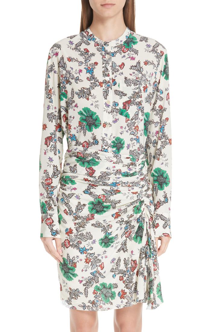 Women's Isabel Marant Rusak Floral Print Stretch Silk Blouse Us / 38 Fr - Ivory
